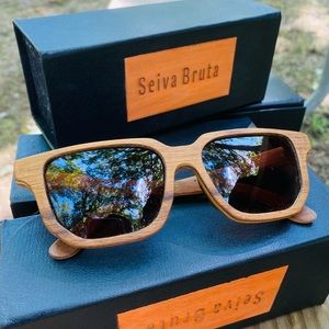 Handmade w/ recycled wood. Pol. Lenses Zeiss, items are extremely lightweight.